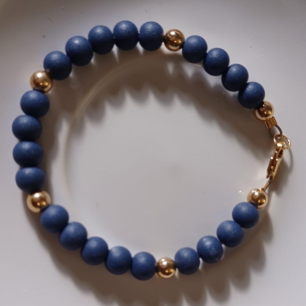Matte blue and gold bracelet